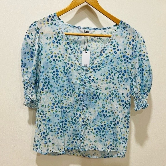 NWT BB Dakota Blueberry Tie-Dye Puffed Sleeve Top in Women’s Size XS - Picture 2 of 12